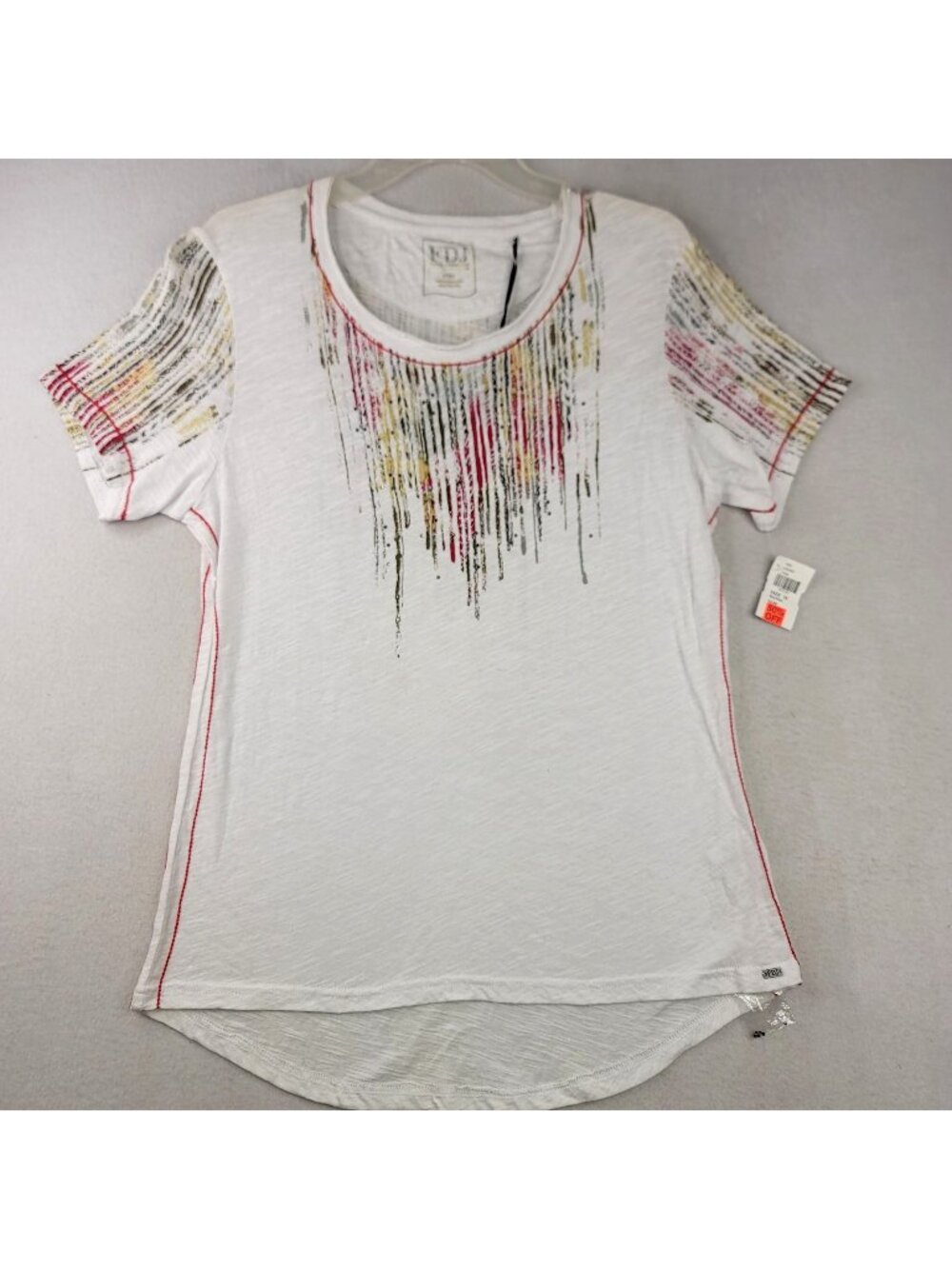 FDJ Exotica Print Tee M Multi Cotton Fairy Whimsy Indie Boho Festival Sparkly